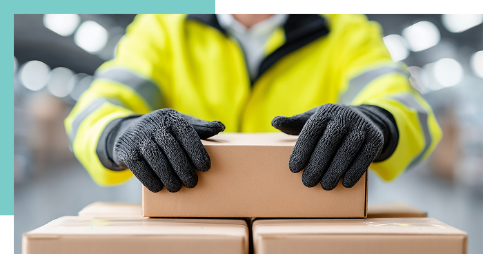 물류 현장에서 박스를 취급하는 모습